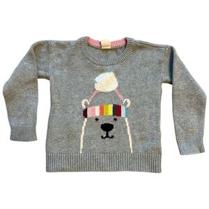 Baby GAP Gray Knit Sweater Polar Bear Design Crew Neck Size 2T